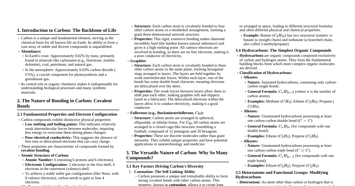 Carbon and Its Compounds (CHEM)