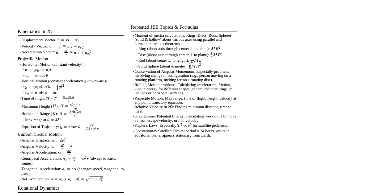 Rotational, Gravitation, 2D Mo