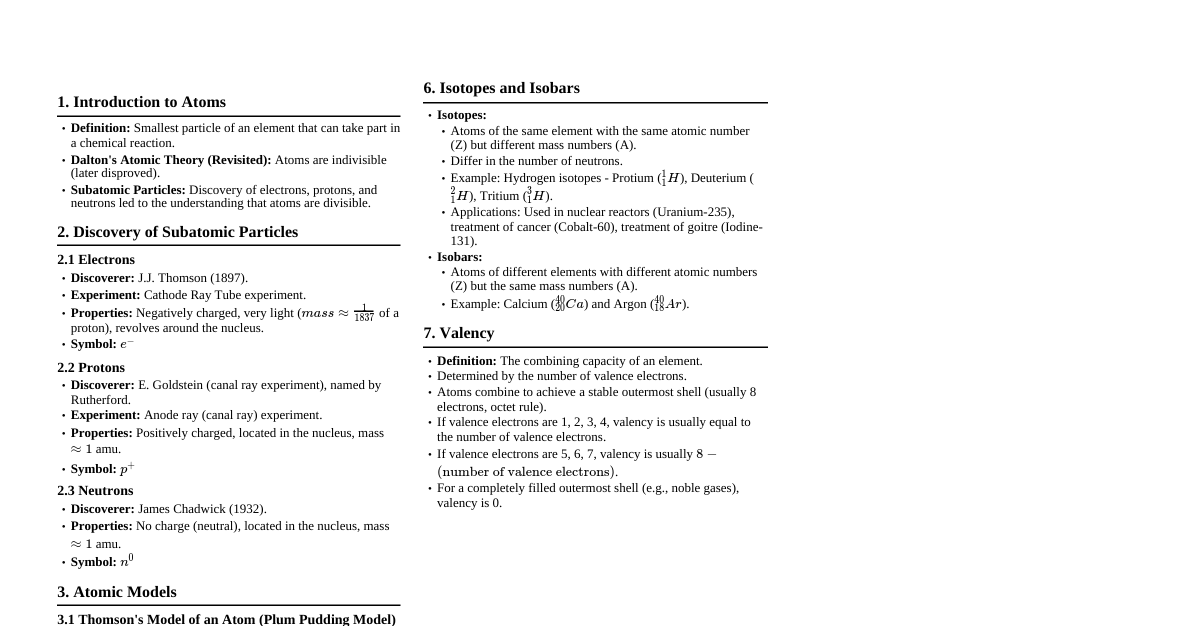 Structure of Atom (CBSE Class 9)