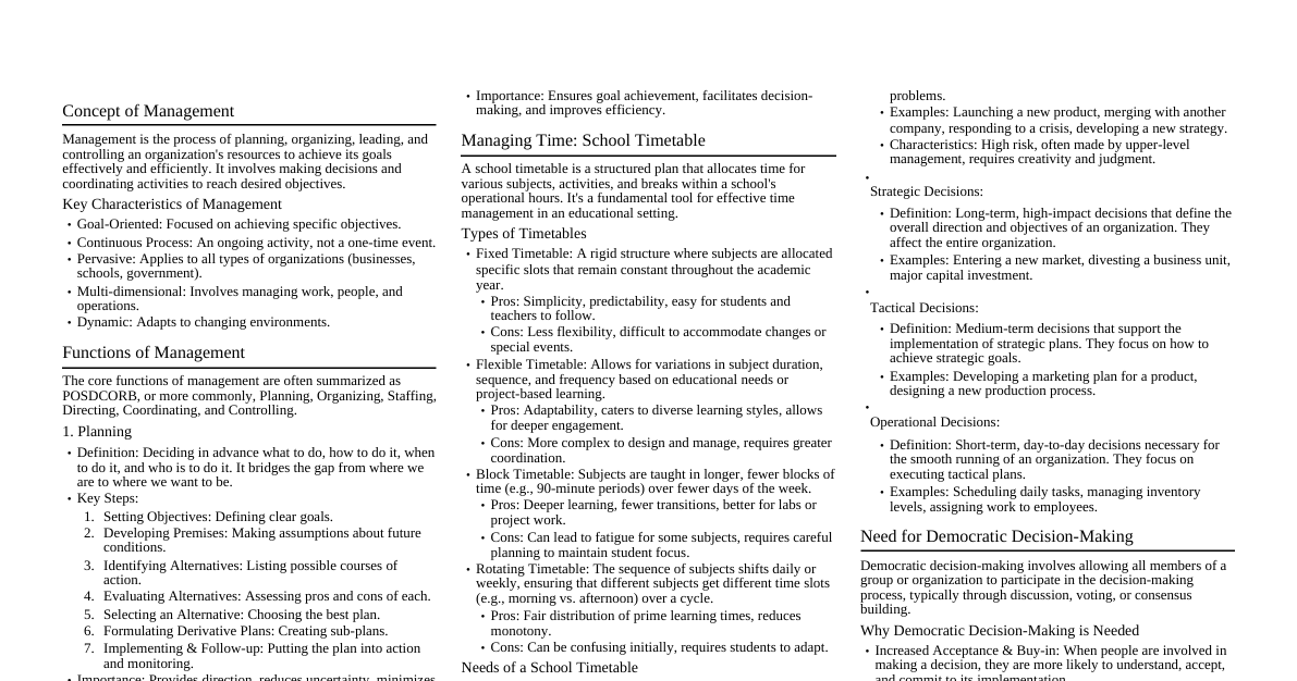 Management & Time Management