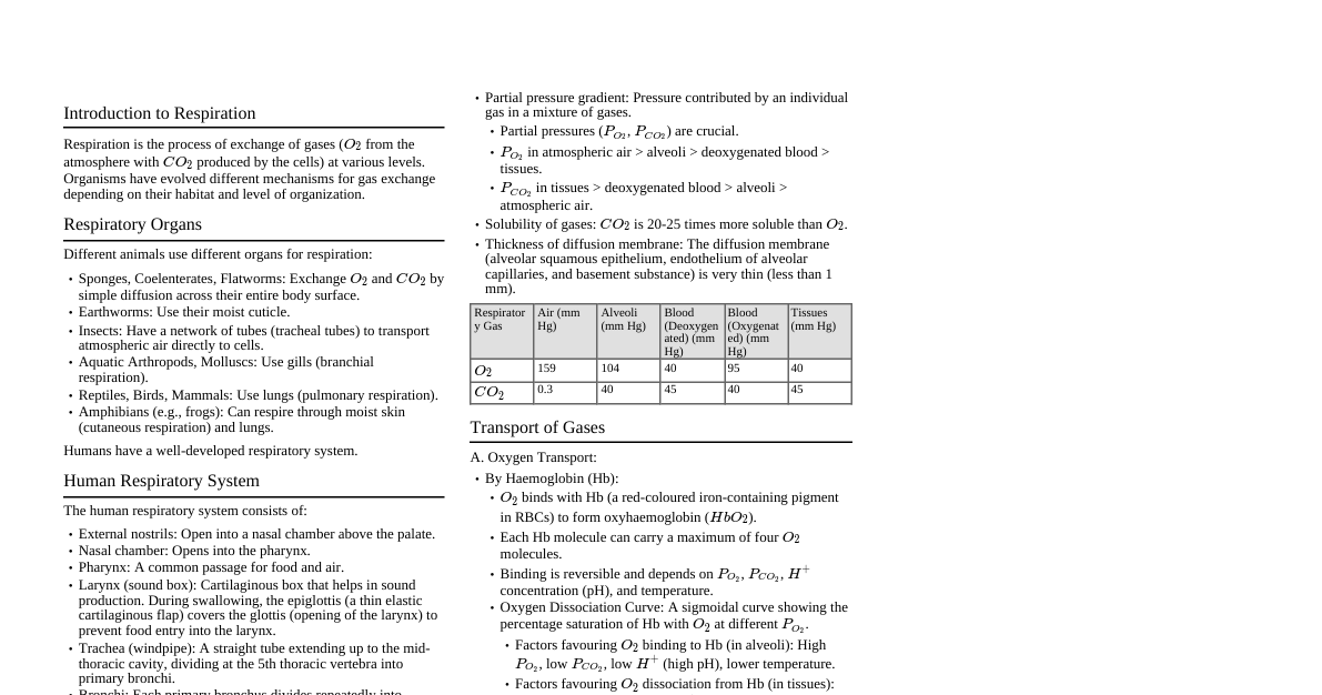 Breathing & Gas Exchange