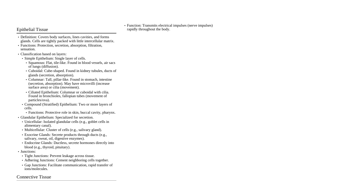 Animal Tissue (NEET 2026)