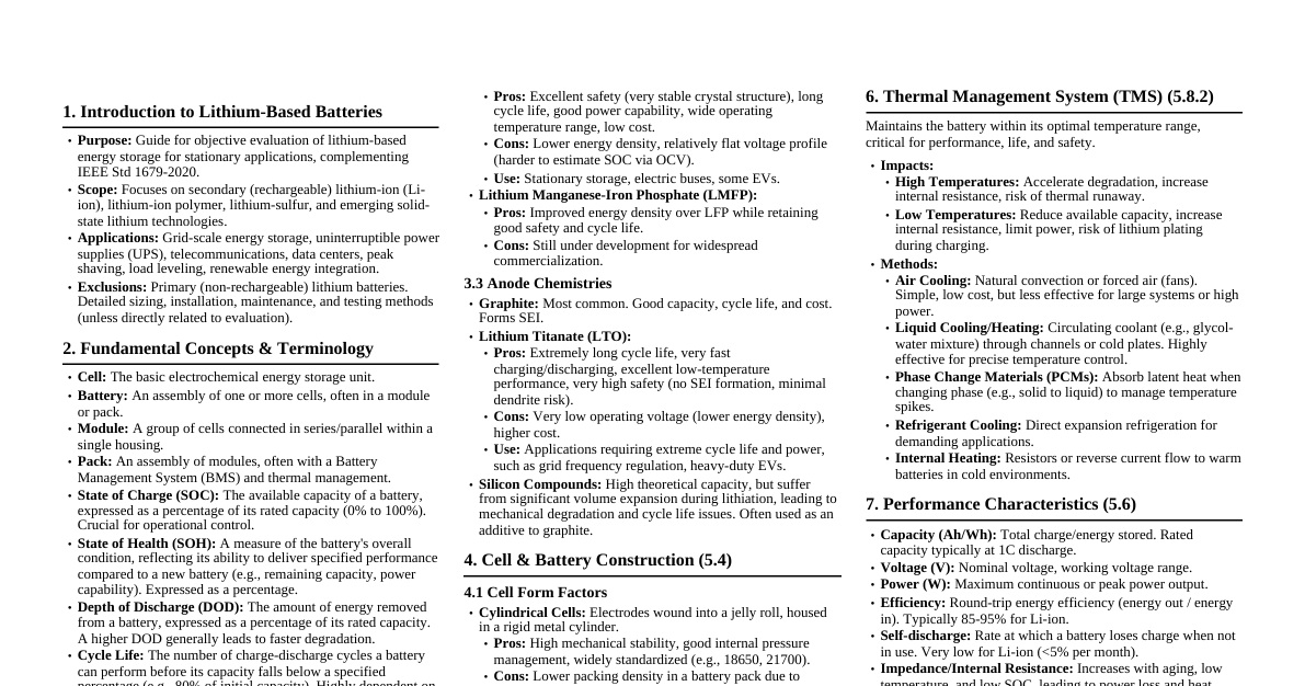 Lithium-Based Batteries in Stationary Ap