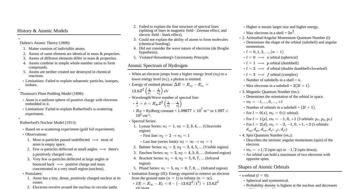 Atomic Structure IIT JEE