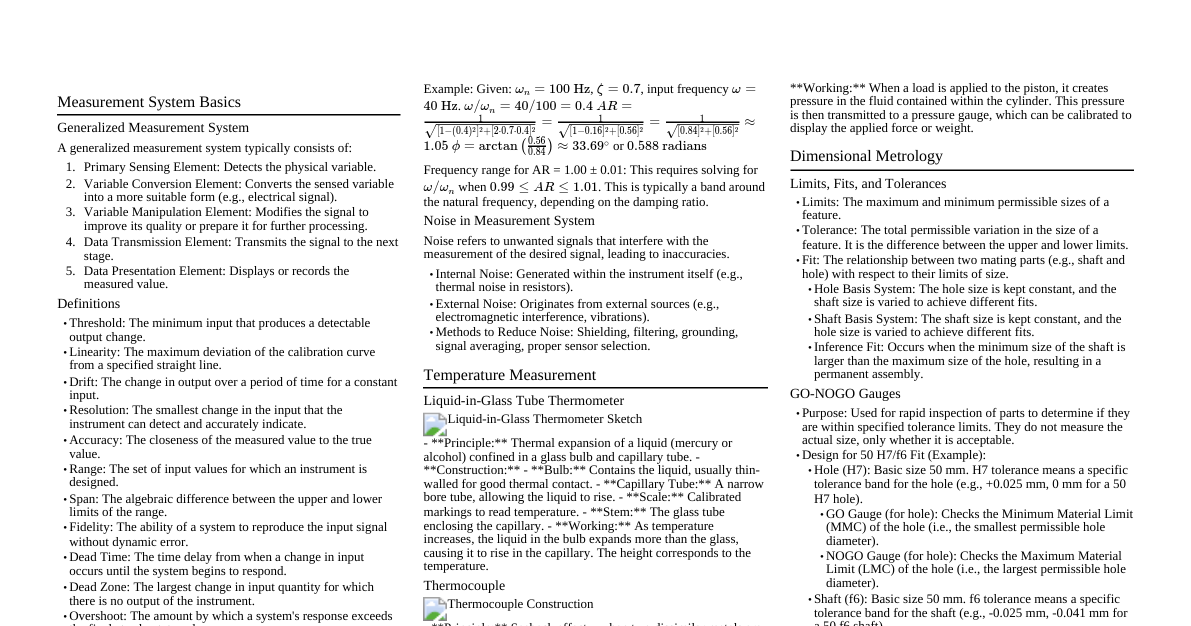 Mechanical Meas. & Metrology
