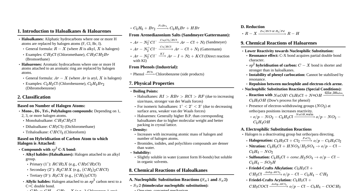 Haloalkanes and Haloarenes