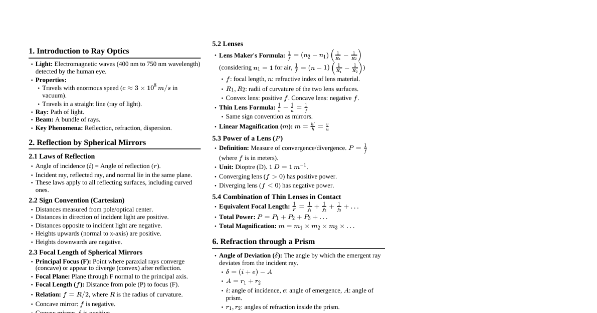 Ray Optics & Optical Instruments