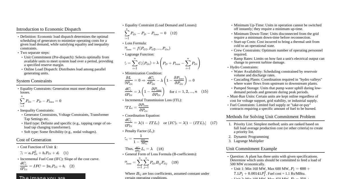 Economic Operation of Power Sy