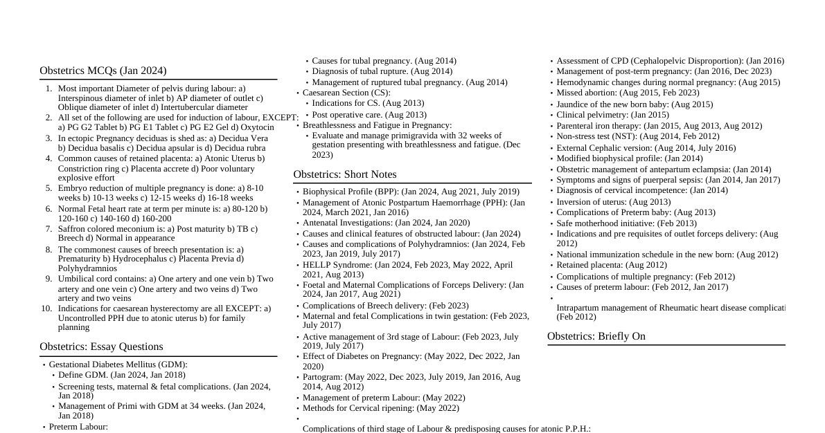 Obstetrics & Gynaecology Q&A