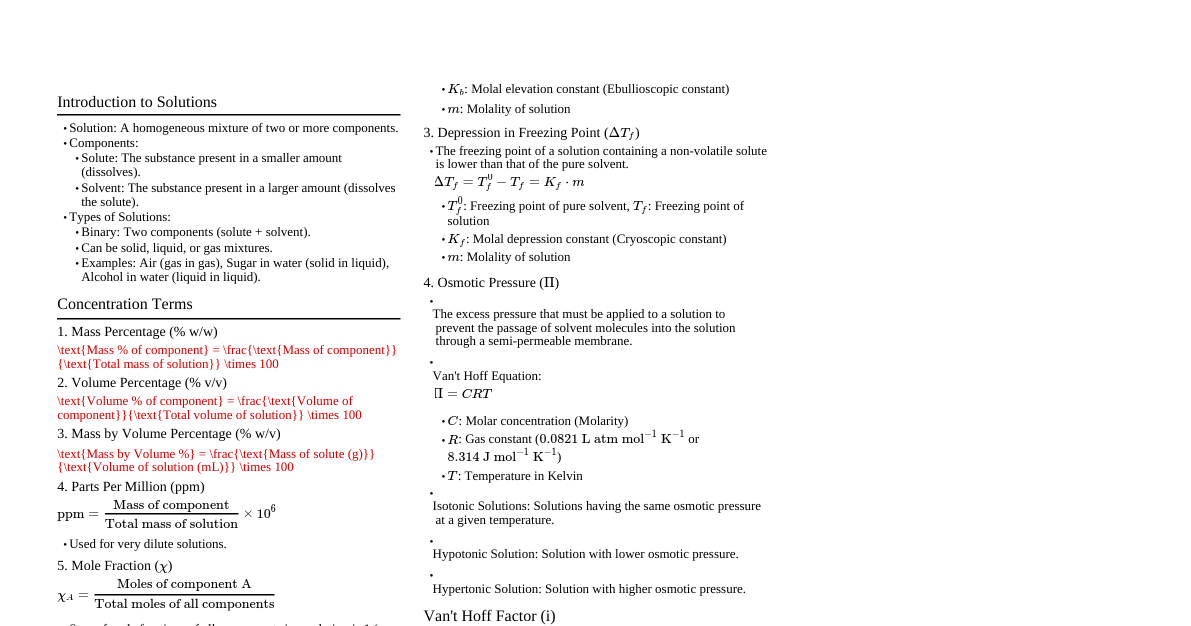 Class 11 Chemistry: Solutions