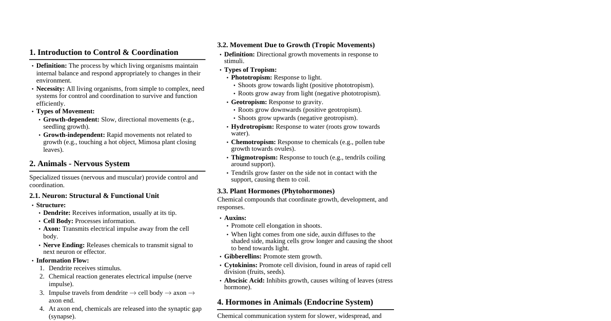 Control and Coordination
