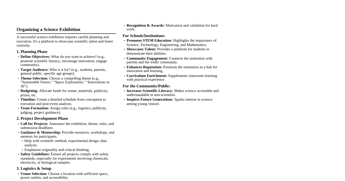 Science Exhibition Guide