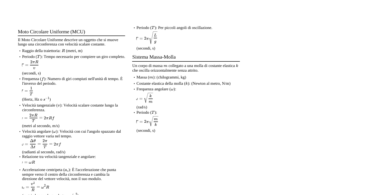 Moto Circolare e Armonico