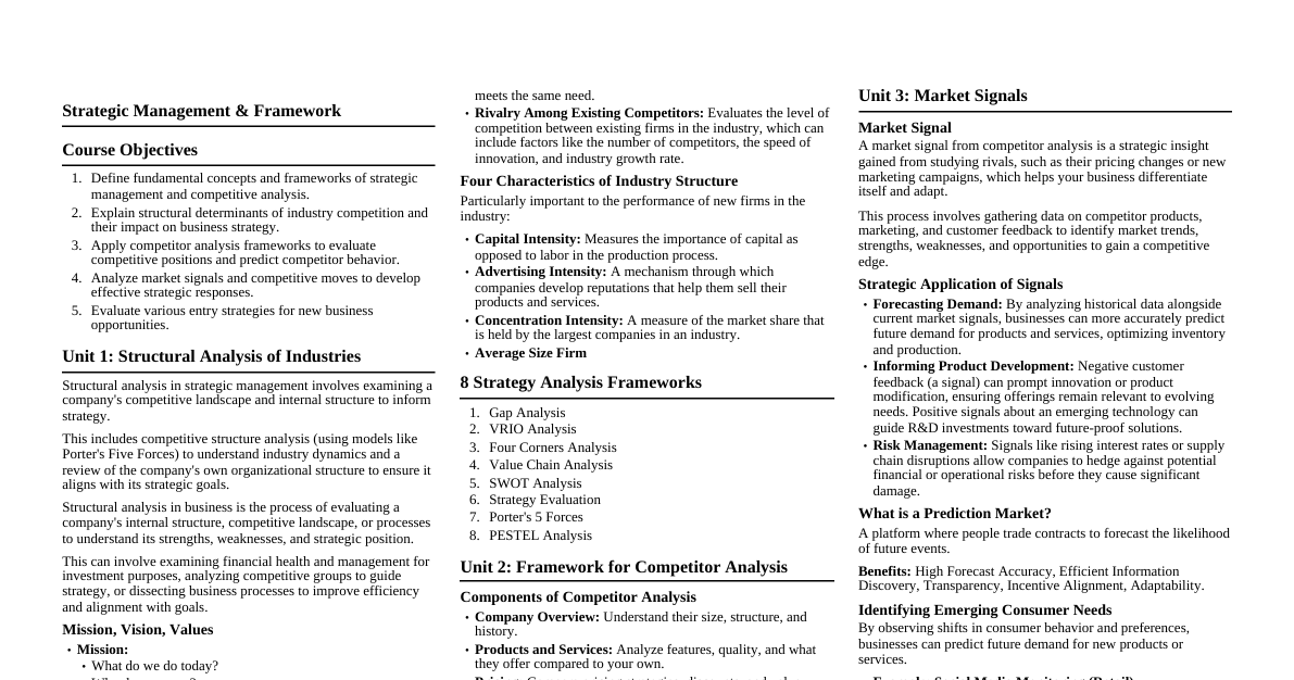 Strategic Management & Framework