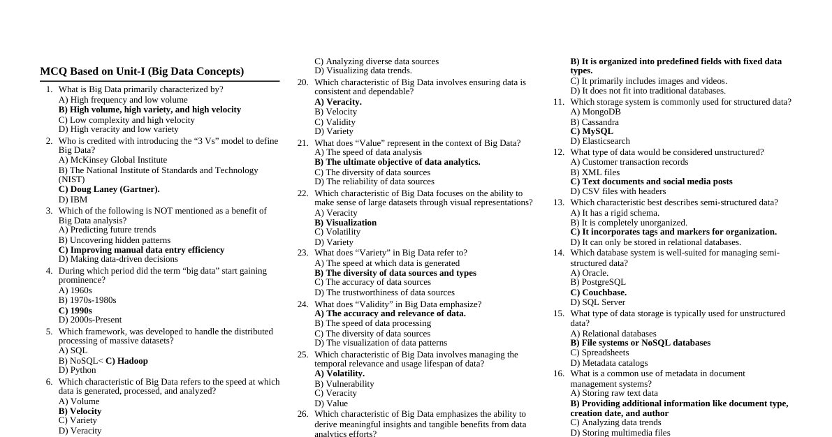 Big Data MCQs