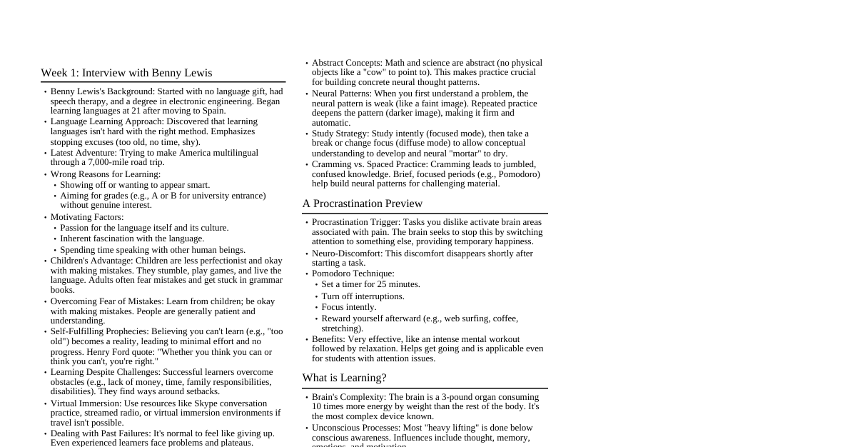 Learning How to Learn Summary