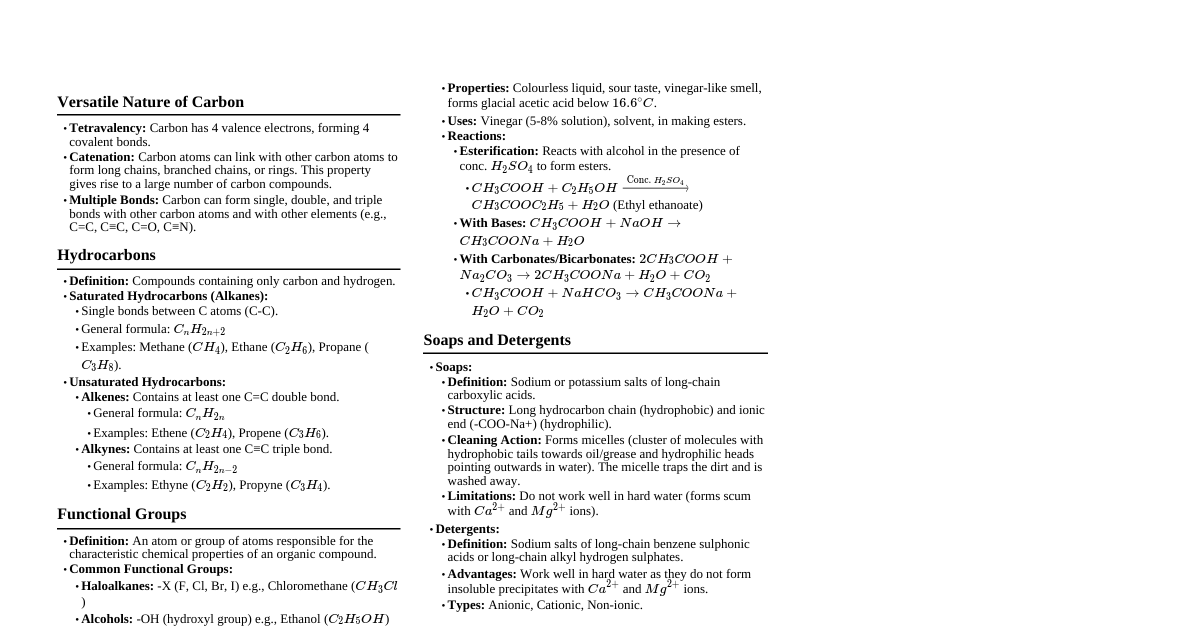 Class 10 Chemistry: Carbon