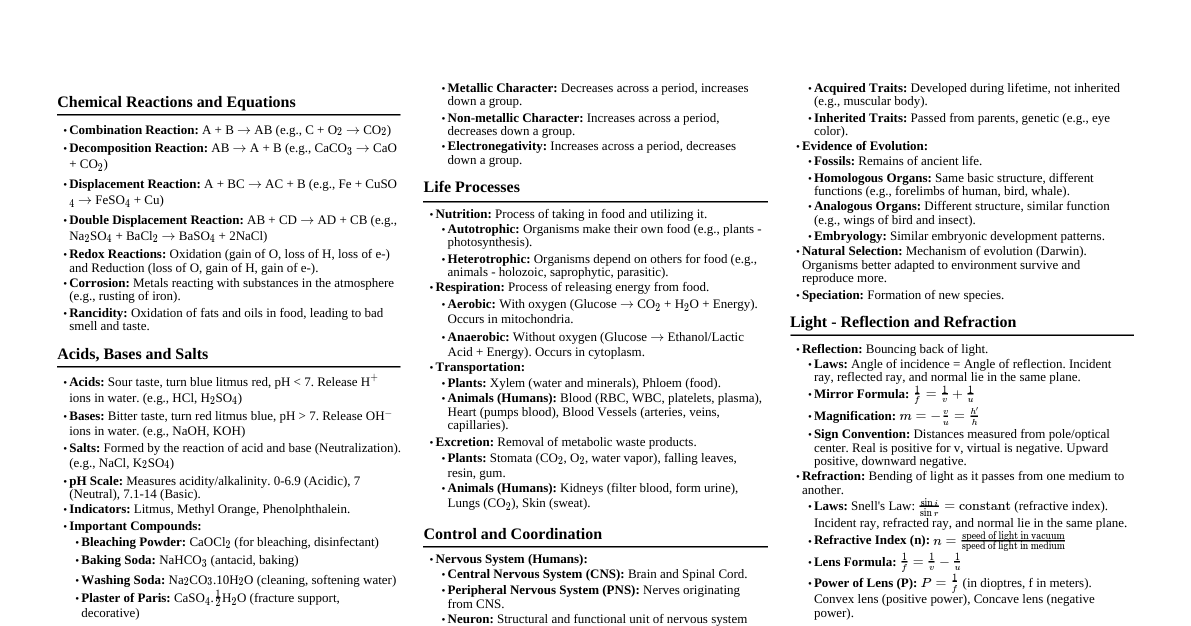 Class 10 Science SEBA