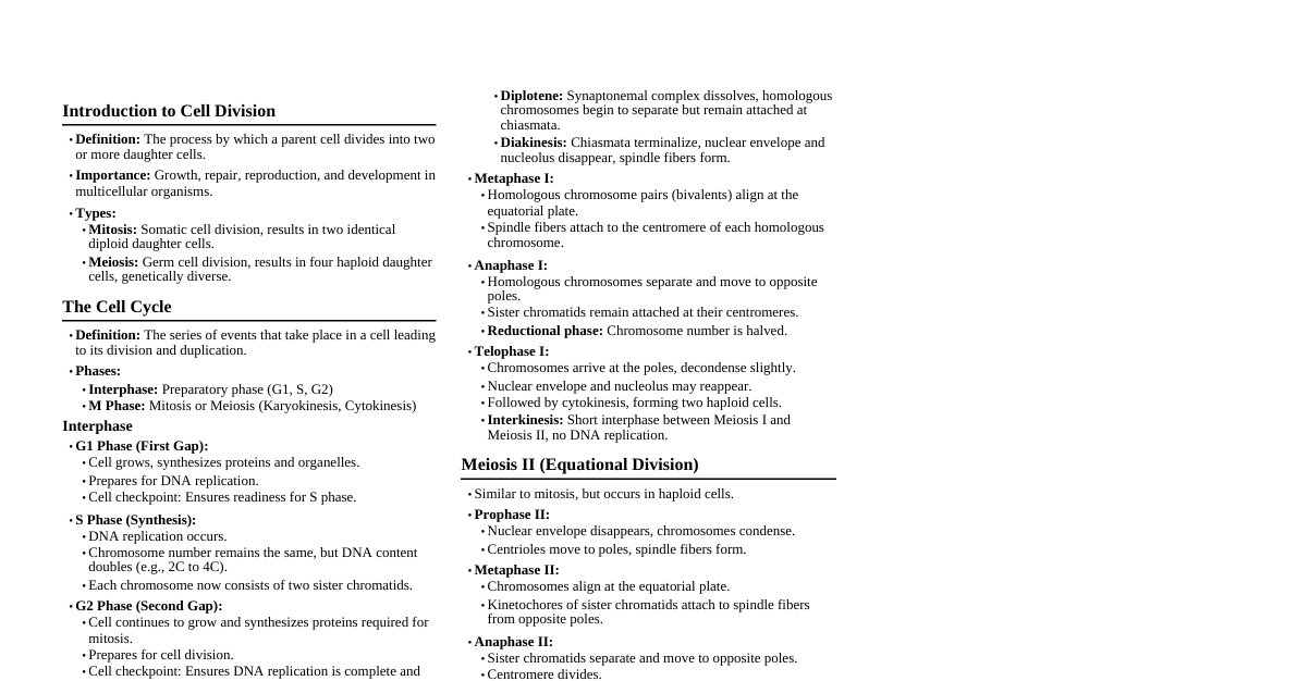 Cell Division (Class 11)