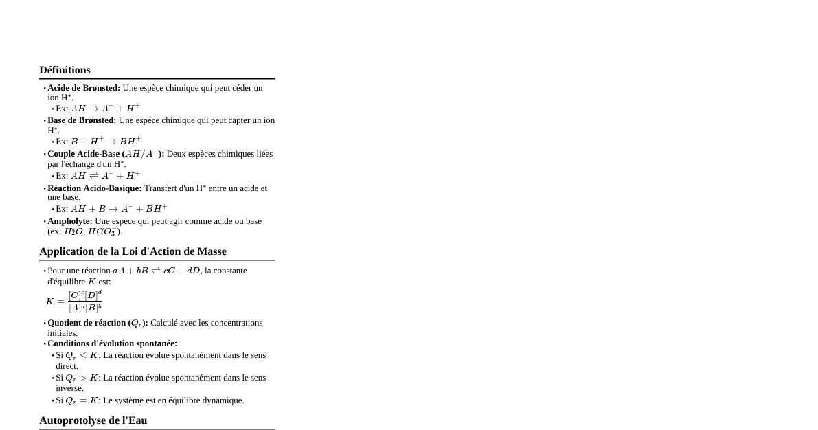 Réactions Acide-Base