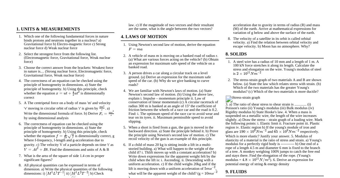 Physics Question Paper