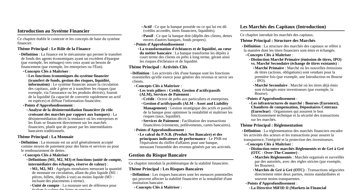 Banques et Marchés Financiers