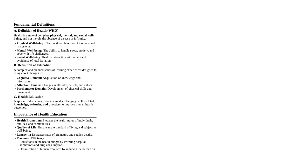 Health Education Outcomes