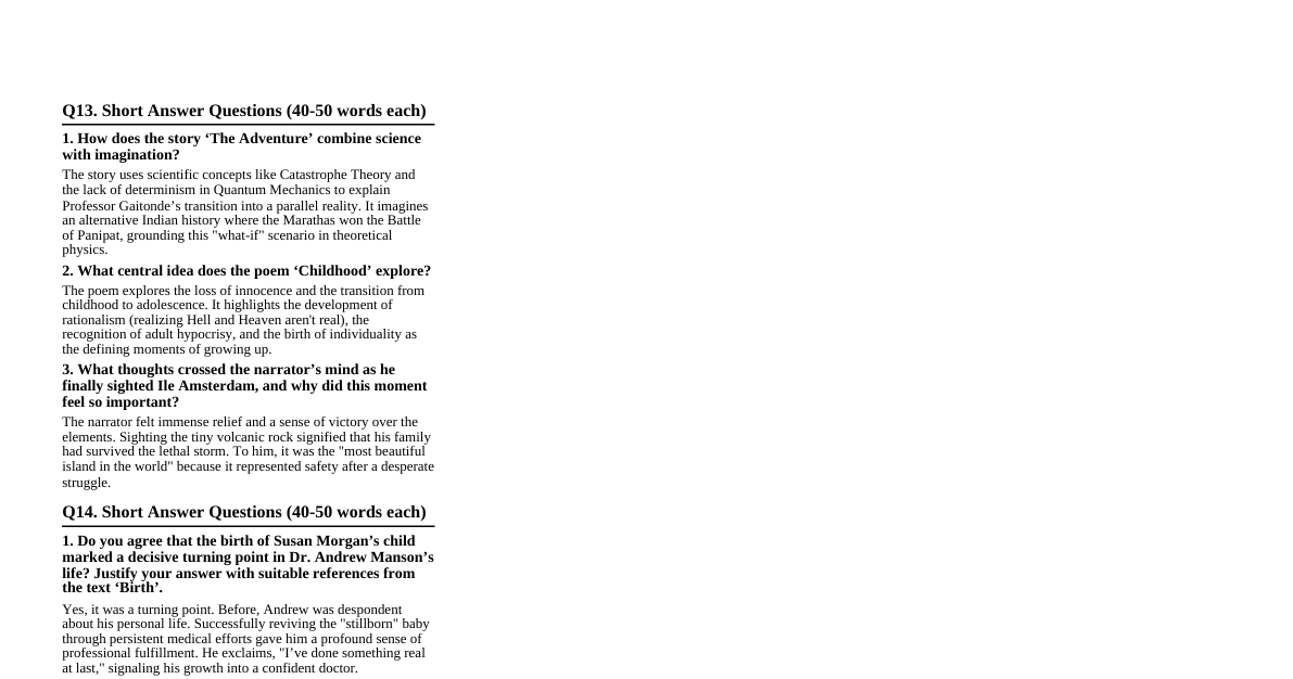 English Literature Q&A