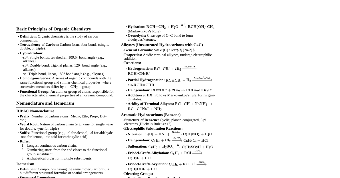 Organic Chemistry Class 11
