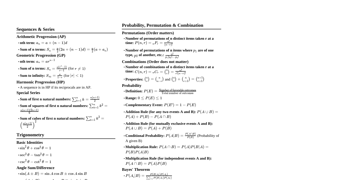 Maths Chapter Summary