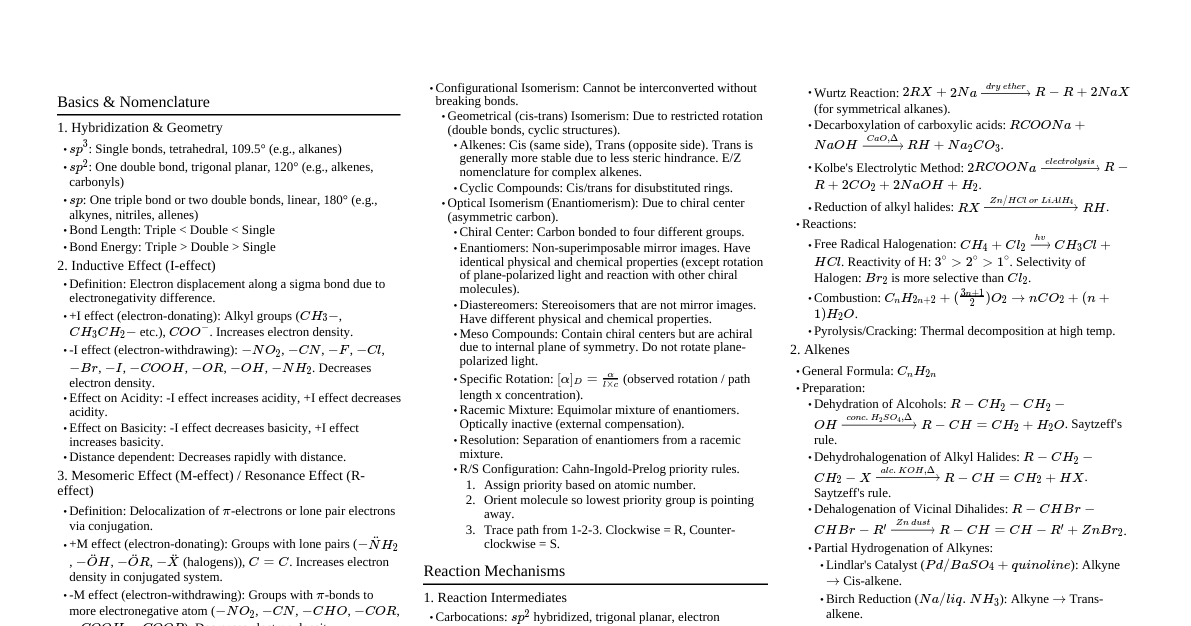 Organic Chemistry (JEE)
