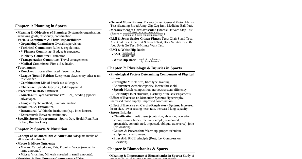 Physical Education (CBSE Class