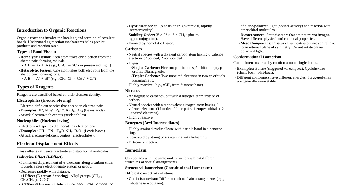 Organic Reaction Mechanisms
