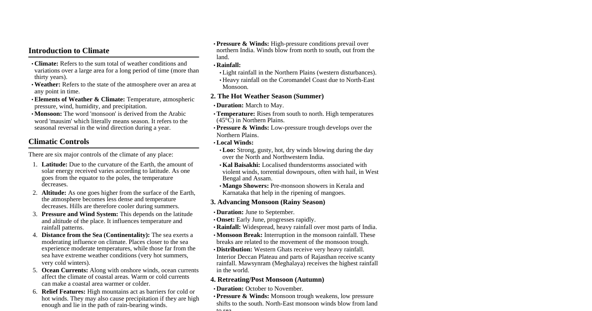 Climate - Class 9th CBSE