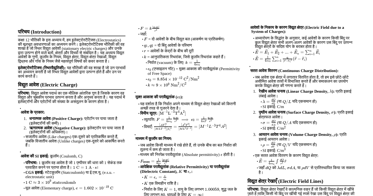 कक्षा 12 भौतिकी: अध्याय 1