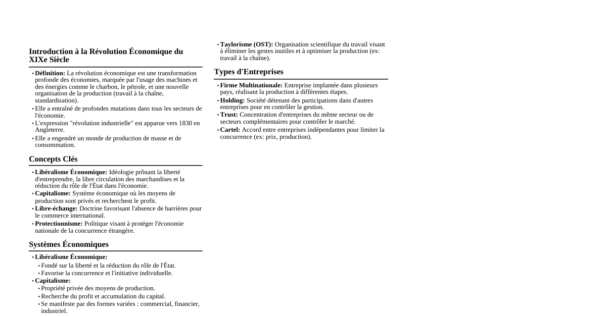 Révolution Économique XIXe