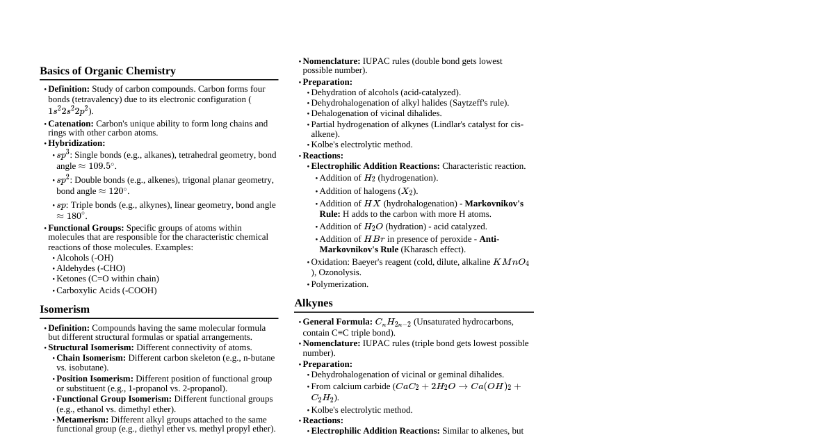 Organic Chemistry 11th Grade