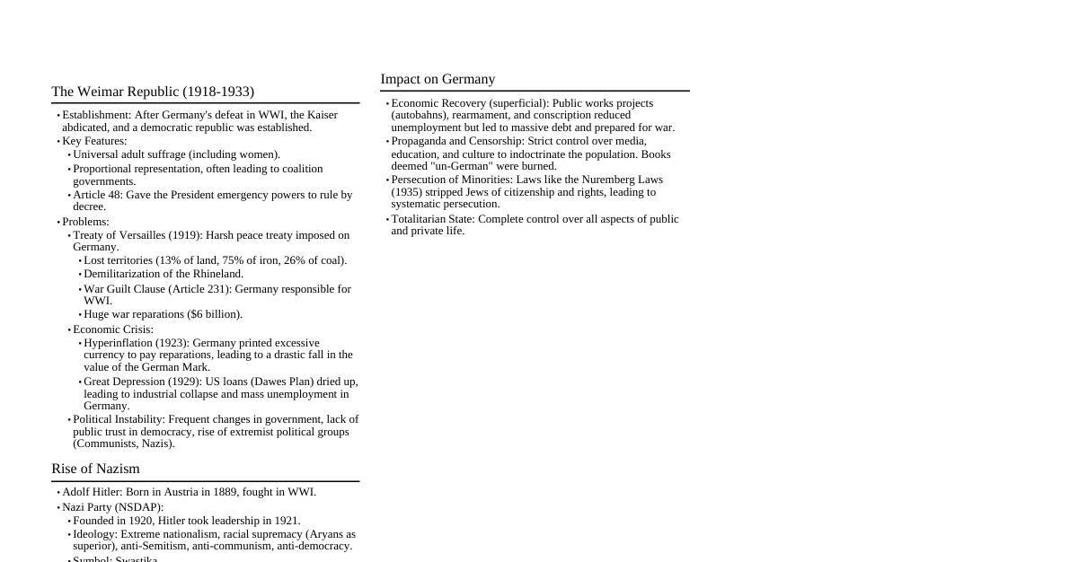 Nazism & Rise of Hitler