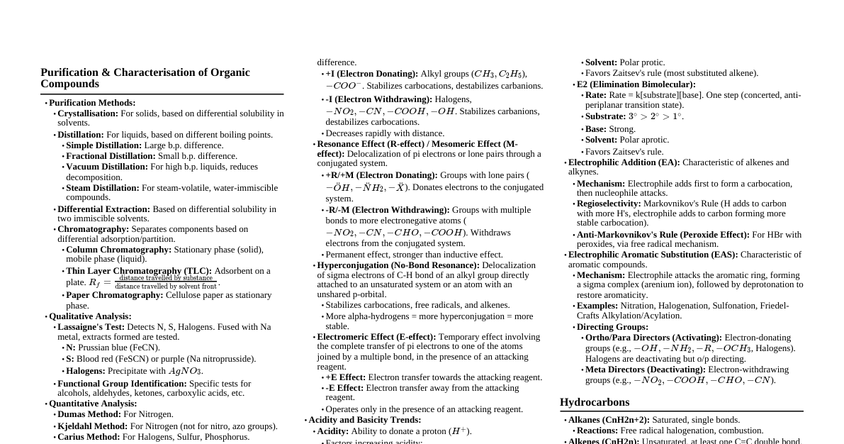 Organic Chemistry Cheatsheet
