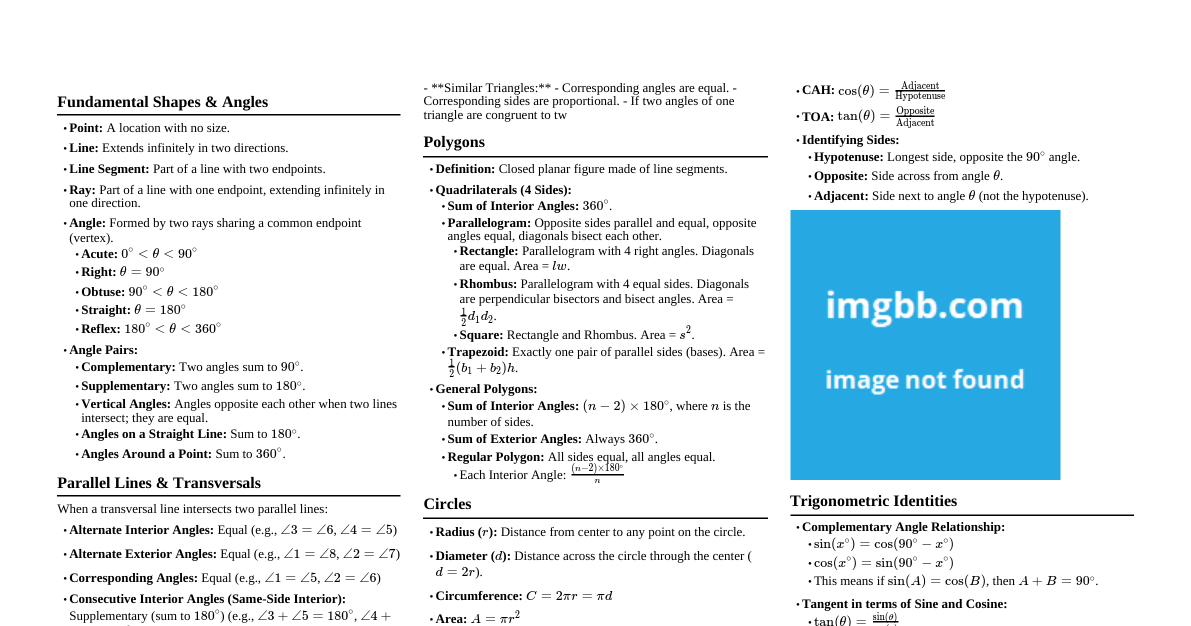 SAT Math Cheatsheet | GPAI