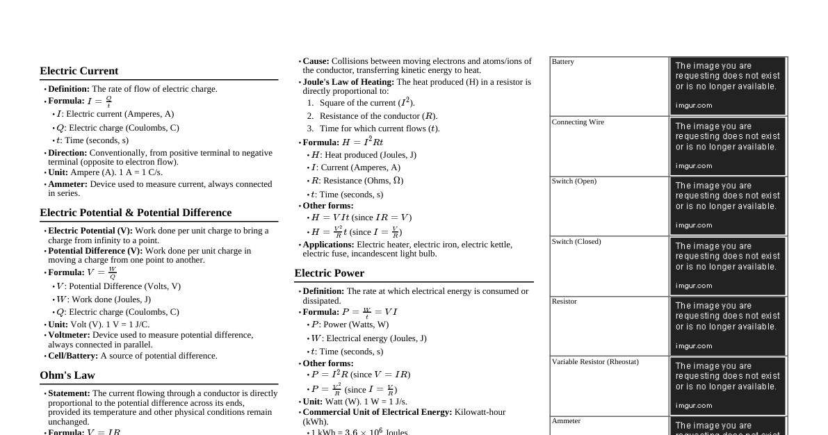 Class 10 CBSE Electricity