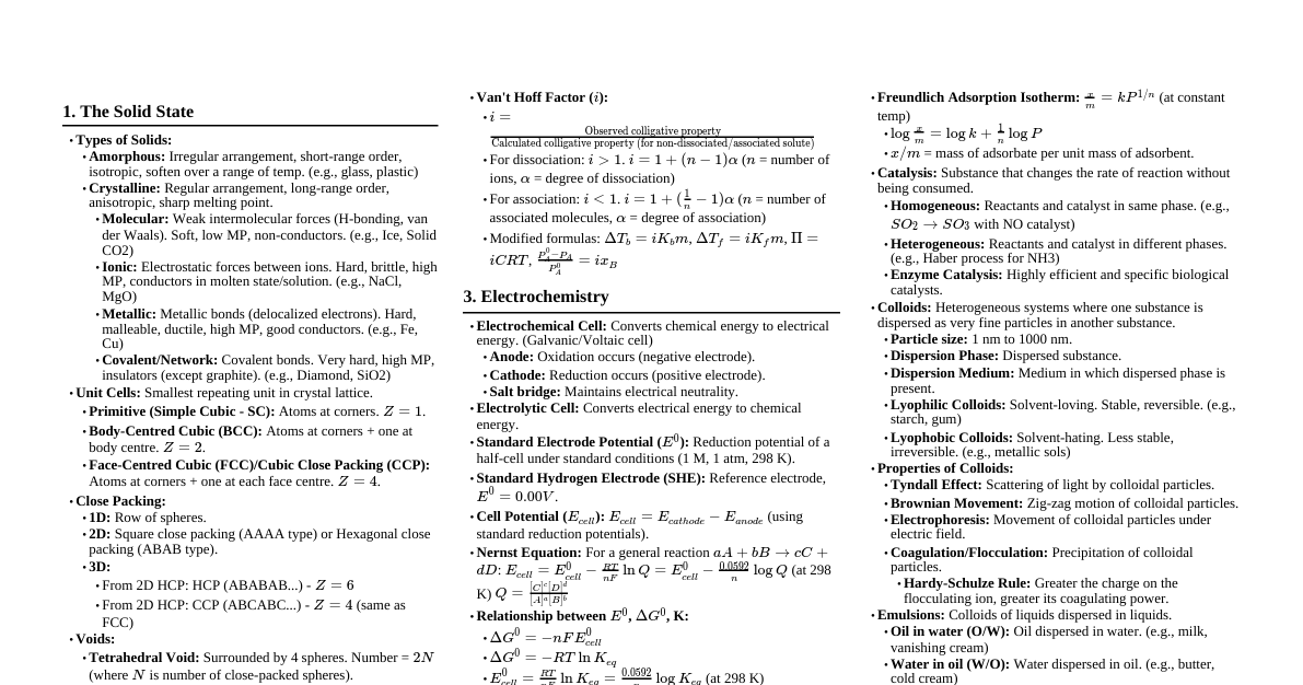 Class 12 Chemistry Quick Revis