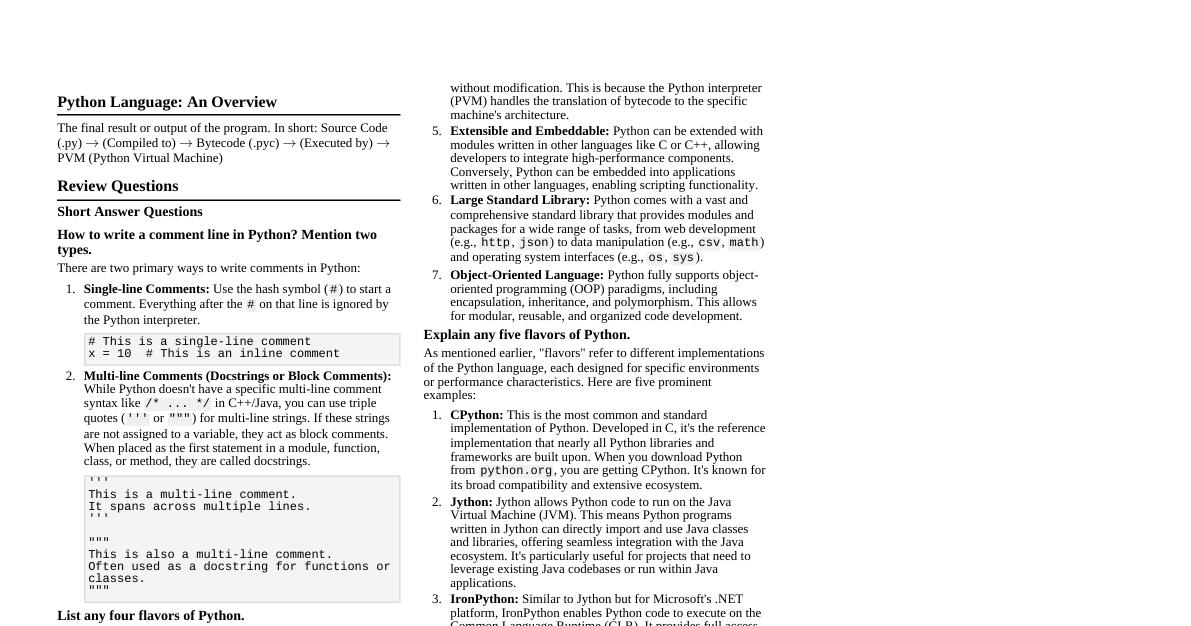 Python Overview & Q&A