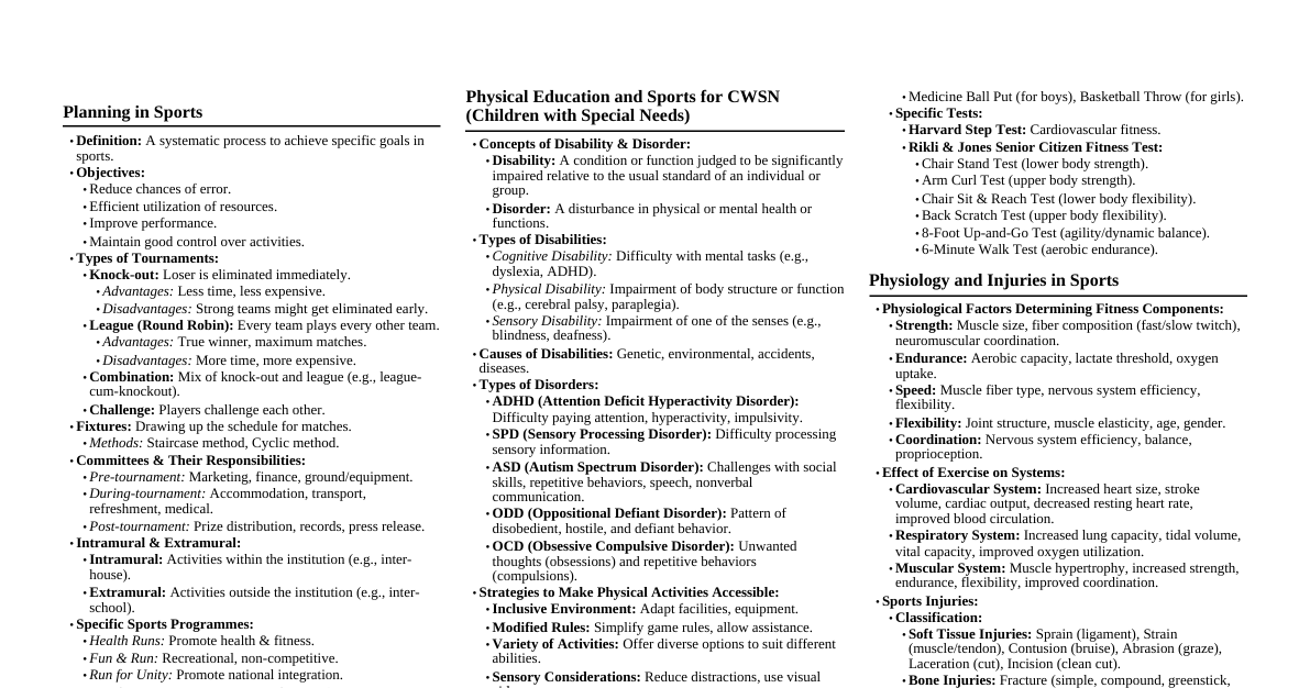 Physical Education Class 12