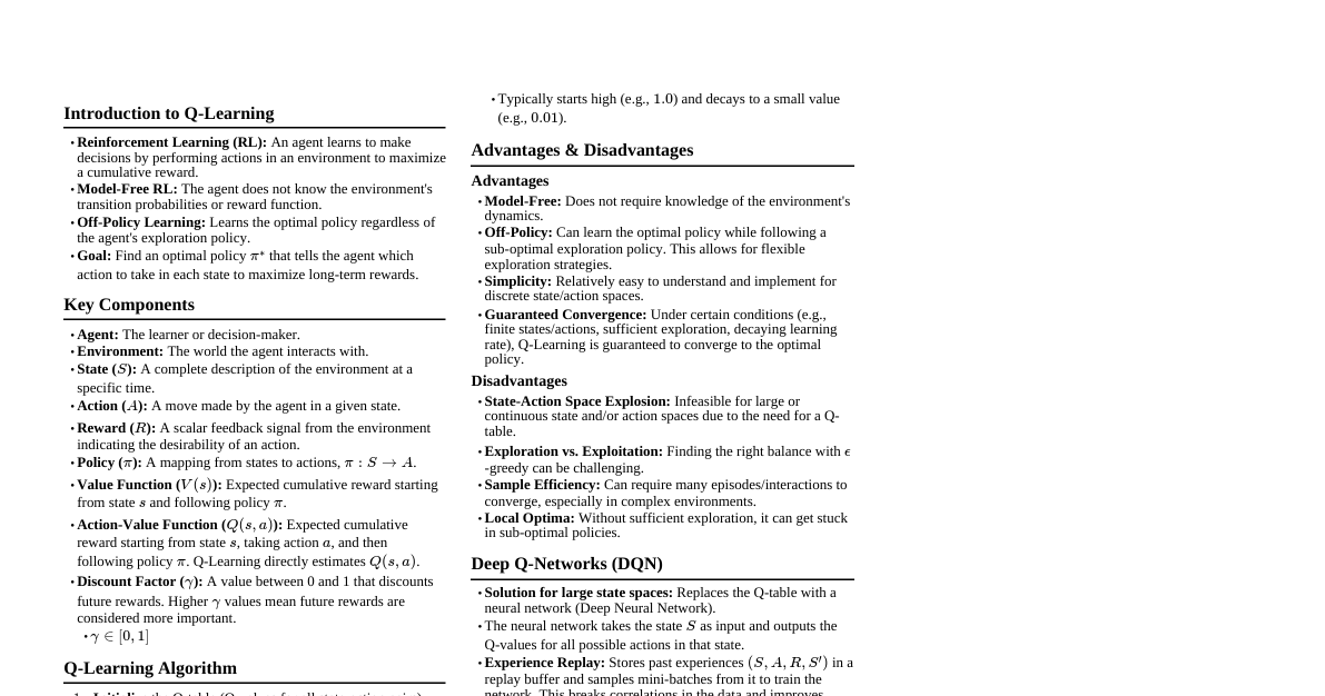 Q-Learning Cheatsheet