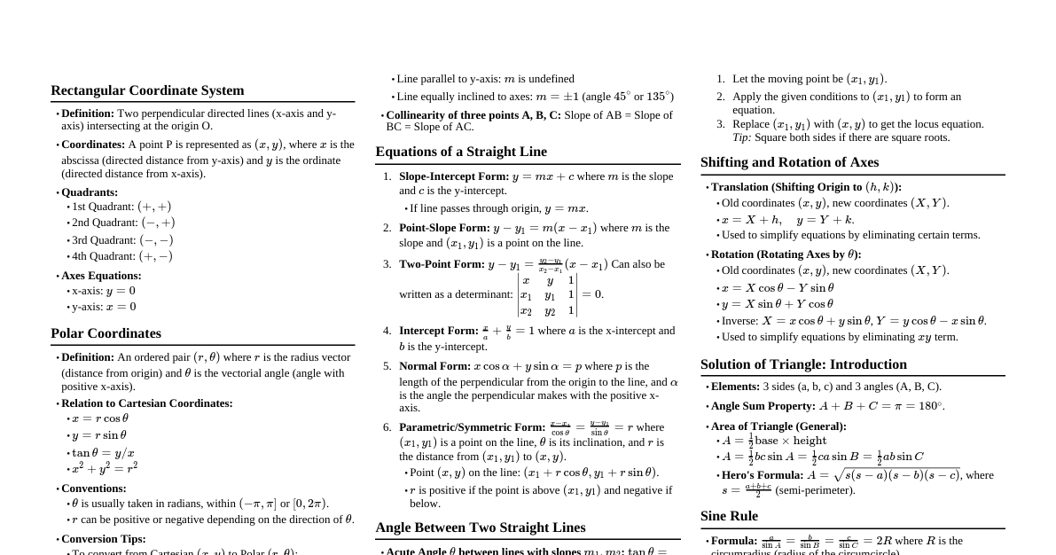 Straight Line & Solution of Tr