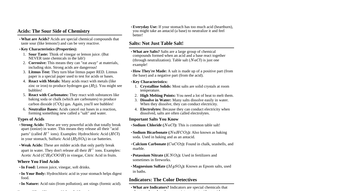 Acids, Bases, Salts & Indicato