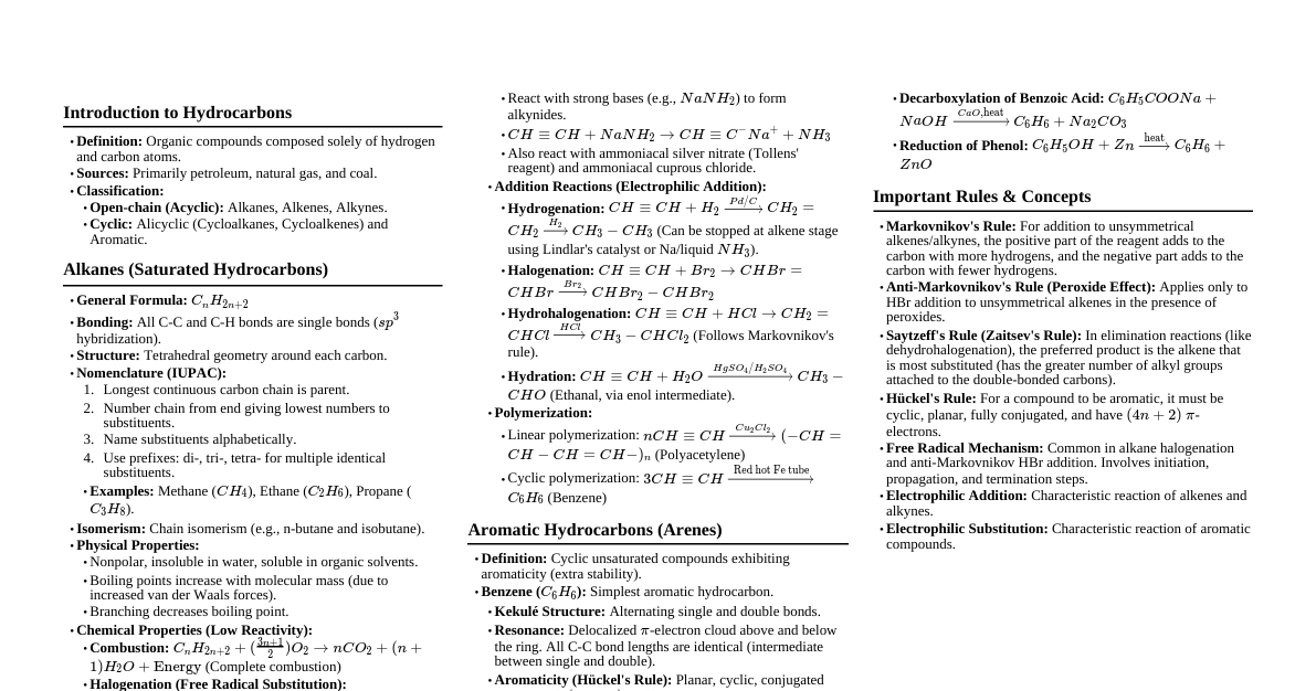 Hydrocarbons Class 11