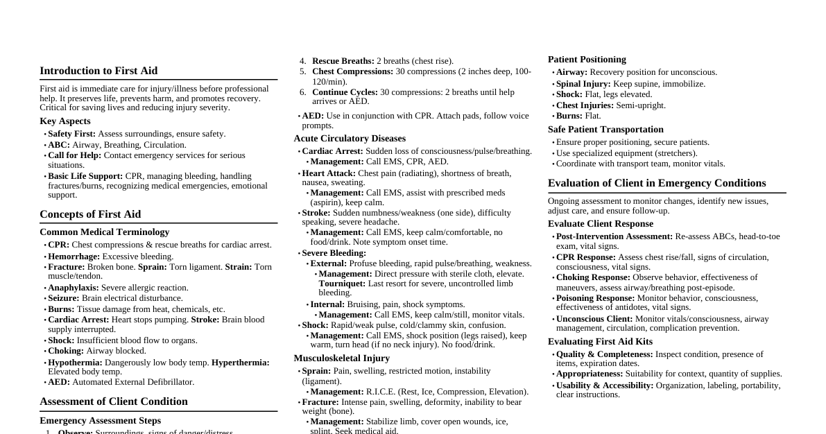 First Aid Fundamentals