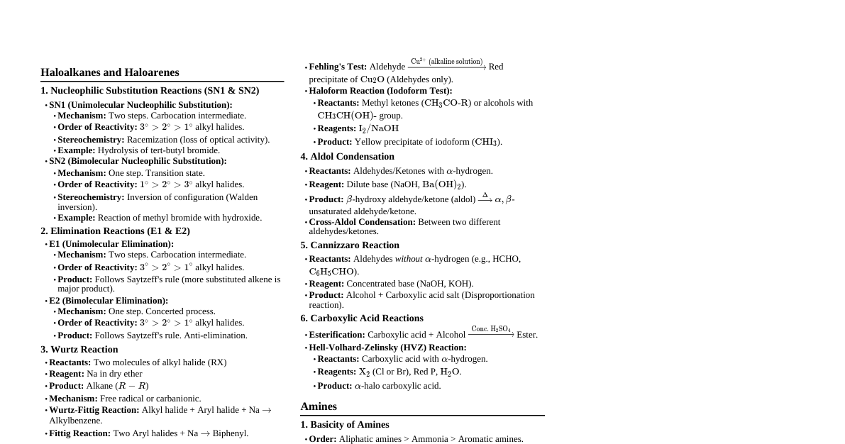 Organic Reactions & Mechanisms